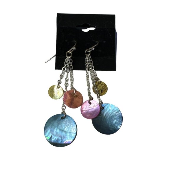 Vintage Avon Necklace Earring set 16 inch Pastel Shell 4 Strand Layered - Picture 4 of 5